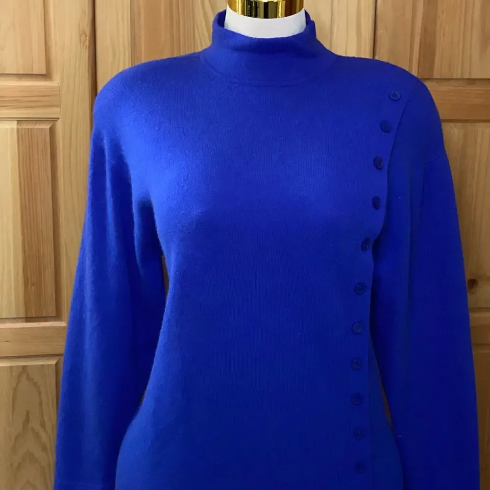 True Vintage Rabbit Hair and Lambswool Luxury Old Money Asymmetric Button Dress - Picture 7 of 16